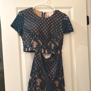 Two piece lace crop top and midi skirt sz M